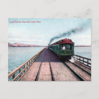 Postal antigua - Tren, gran lago salado, Utah
