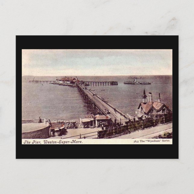 Postal antigua, Weston-super-Mare, el muelle (Anverso)