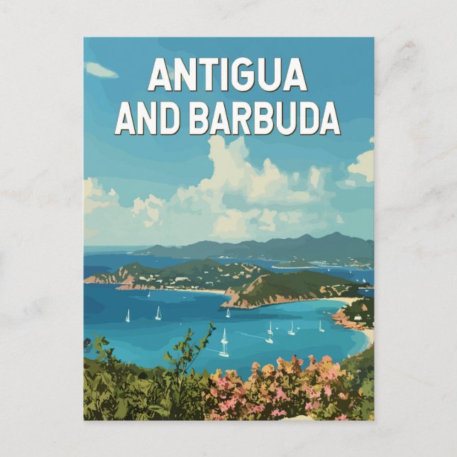 Postal Antigua y Barbuda: arte de viajes de Ilustracion r (Anverso)