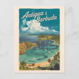 Postal Antigua y Barbuda Painterly Travel Art Vintage