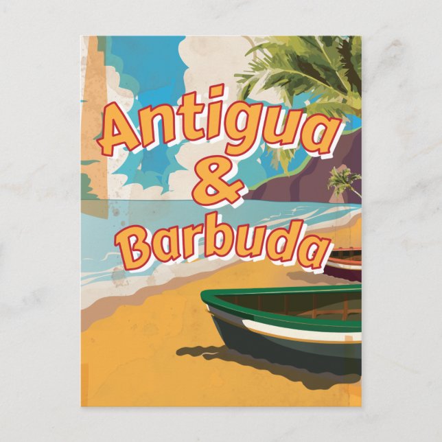 Postal Antigua y Barbuda Poster de vacaciones de época (Anverso)