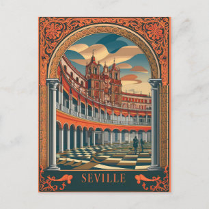 Postal Antigüedad de viaje de Sevilla España