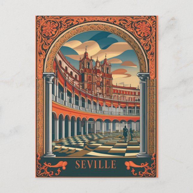 Postal Antigüedad de viaje de Sevilla España (Anverso)