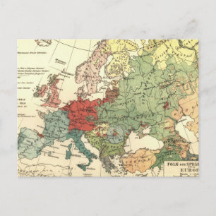 Postal Antigüedad mundial de los países del mapa de Europ
