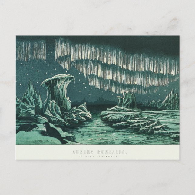 Postal Antigüedad vintage Aurora Borealis (Anverso)