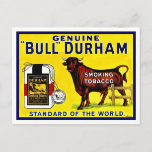 Postal Antiguo anuncio de tabaco Bull Durham de los años