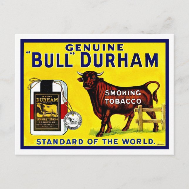 Postal Antiguo anuncio de tabaco Bull Durham de los años  (Anverso)