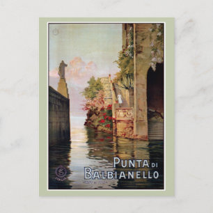 Postal Antiguo anuncio de viaje italiano de 1920 del Lago