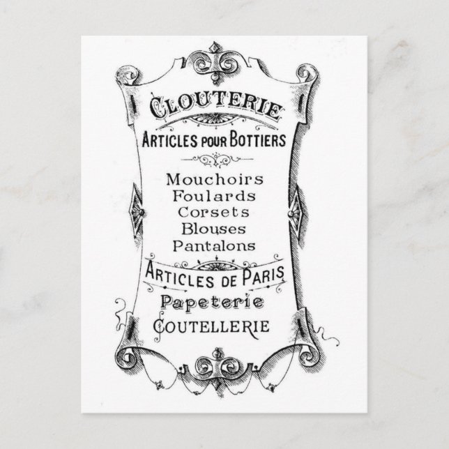 Postal Antiguo anuncio francés vintage (Anverso)