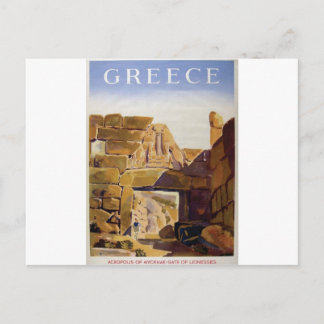 Postal Antiguo Anuncio Grecia Mycenae Gate De Lioness