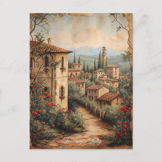 Postal Antiguo arte de viajes sobre pintura de aceite rom (Anverso)