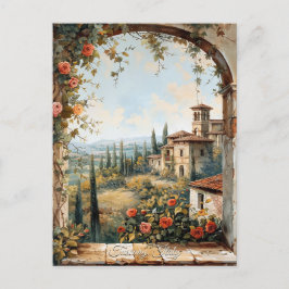 Postal Antiguo arte de viajes sobre pintura de aceite rom