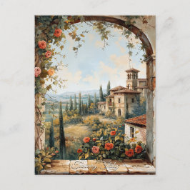 Postal Antiguo arte de viajes sobre pintura de aceite rom