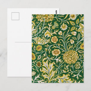 Postal Antiguo Arte Floral Verde Cherwell de William Morr