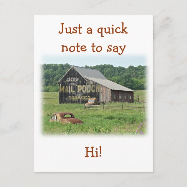 Postal Antiguo Barn Mail Valija Publicidad de tabaco (Anverso)