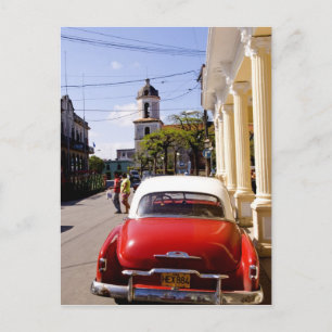 Postal Antiguo clásico auto americano en Guanabacoa un pu