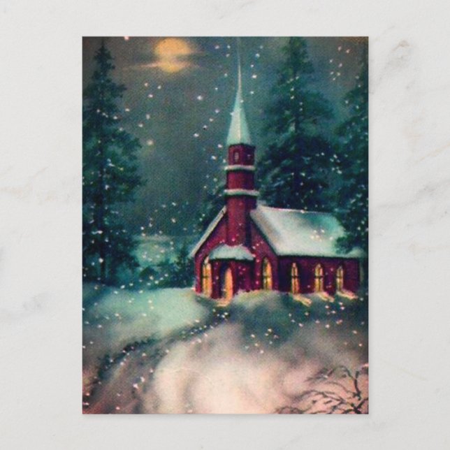 Postal antiguo de arte de escena de nieve en la ig (Anverso)