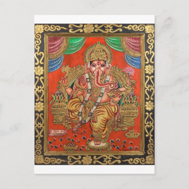 POSTAL ANTIGUO DOLOR DE MANO DE GANESH (Anverso)