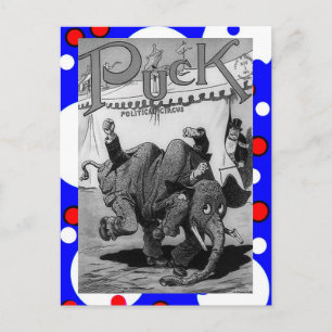Postal ANTIGUO elefante de historietas políticas en la lu