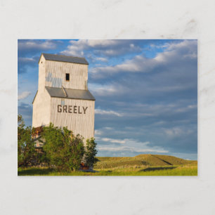 Postal Antiguo elevador de grano en Virgelle, Montana, EE