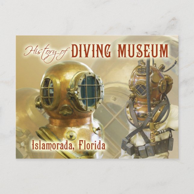 Postal Antiguo equipo de buceo, Historia del Museo de Buc (Anverso)
