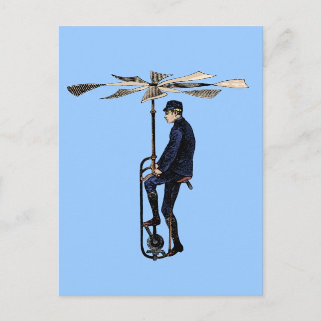 Postal Antiguo Helicóptero Victoriano Volador Contrapunto (Anverso)