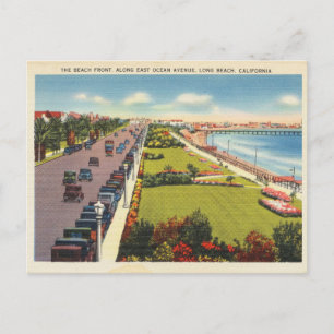 Postal Antiguo Long Beach California años 40 Blvd del Océ
