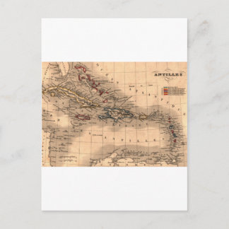 Postal Antiguo mapa caribeño hunde camiseta
