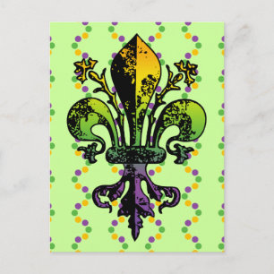Postal Antiguo Mardi Gras Fleur
