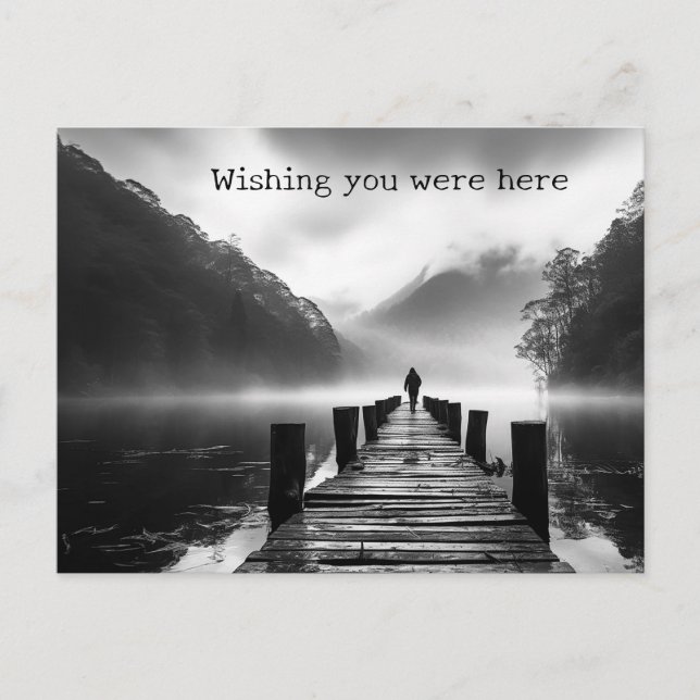 Postal Antiguo muelle en el lago foto de B&W (Anverso)