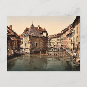 Postal Antiguo palacio y canal, Annecy, Francia clásica F