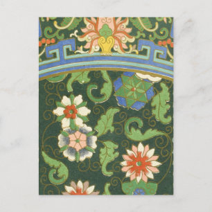 Postal Antiguo patrón chino de cloisonné: jade verde
