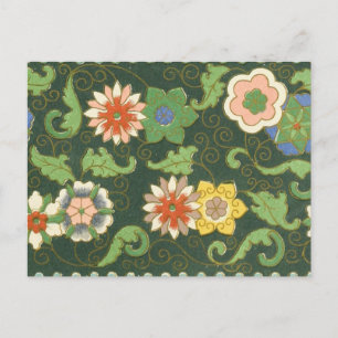 Postal Antiguo patrón chino de cloisonné: jade verde