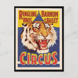 Postal Antiguo poster de circo de tigre de época de los a