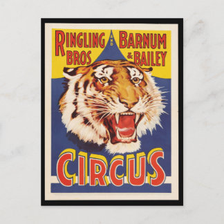 Postal Antiguo poster de circo de tigre de época de los a