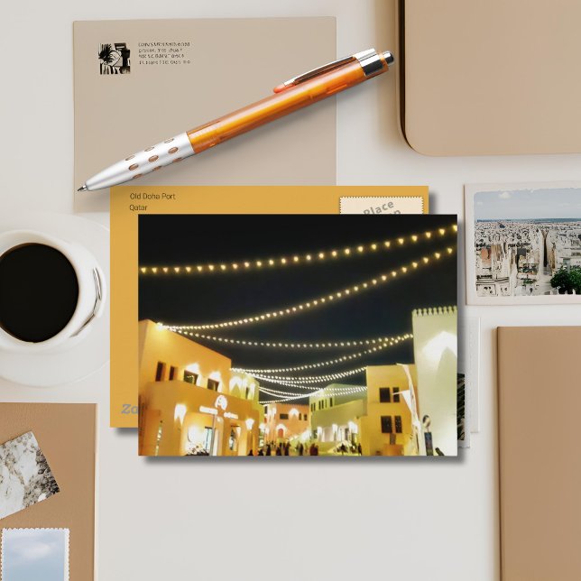 Postal Antiguo puerto de Doha de noche (Subido por el creador)