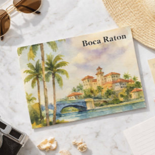 Postal Antiguo Resort Boca Raton Acuarela Florida