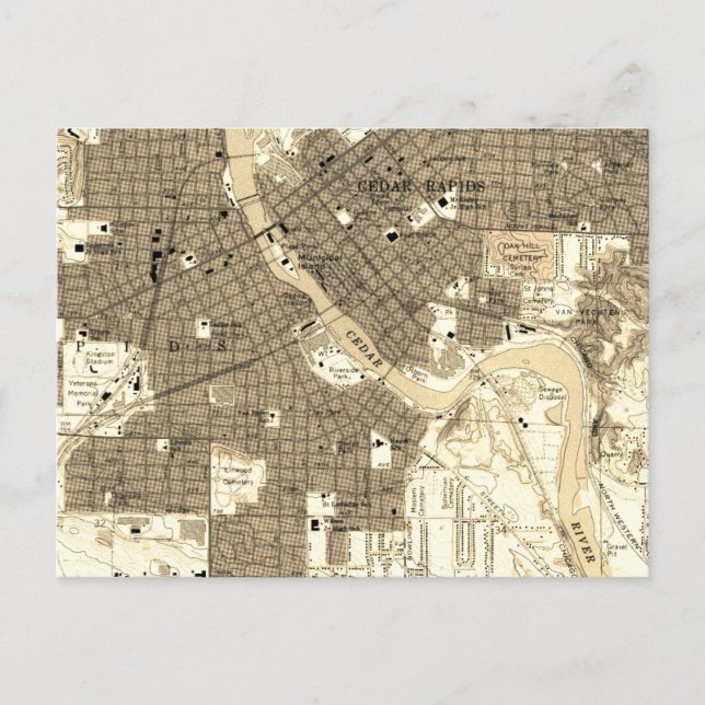 Postal Antiguo Retro Cedar Rapids Iowa (Anverso)