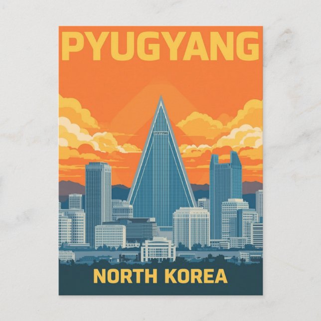 Postal Antiguo Ryugyong Hotel Pyongyang Corea del Norte (Anverso)