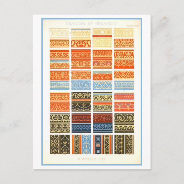 Postal Antiguos diseños de Fresco de Pompeya (Anverso)