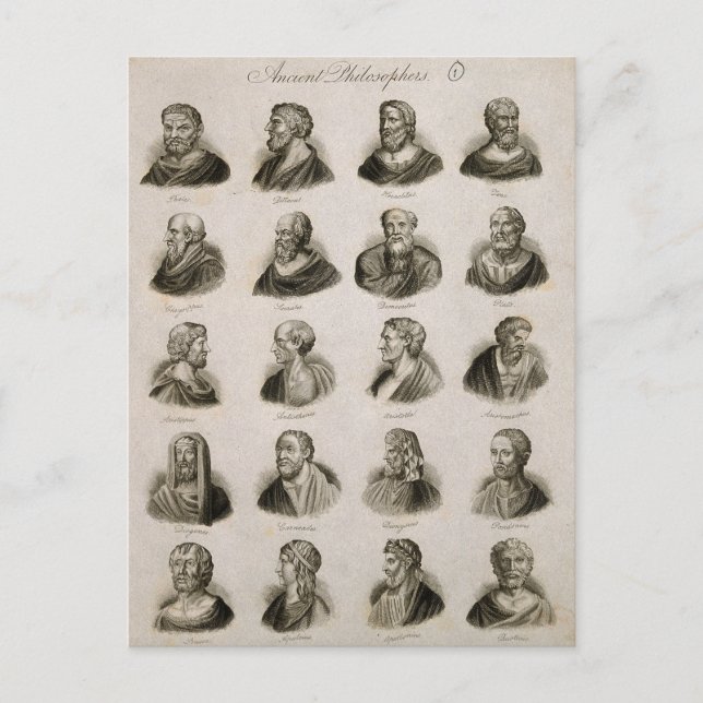 Postal Antiguos filósofos retratos de pensadores vintage (Anverso)