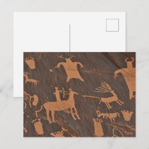 Postal Antiguos petroglifos del periódico rocoso de nativ