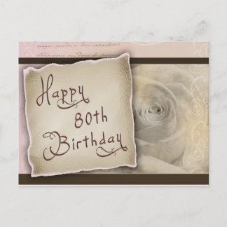 Postal Antiguos saludos de cumpleaños número 80