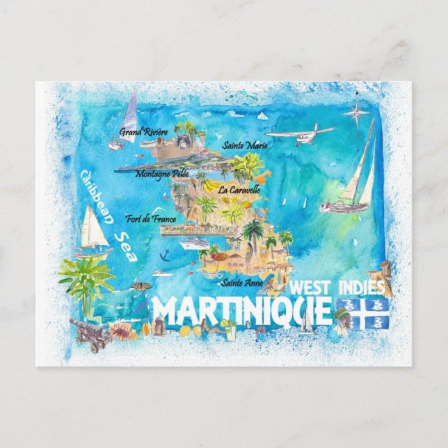 Postal Antillas Martinicas Ilustran Viajes Caribeños (Anverso)