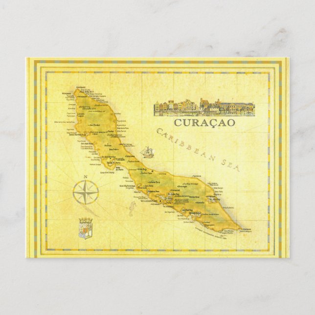 Postal Antillas Neerlandesas, Mapa de Curacao (Papel) (Anverso)