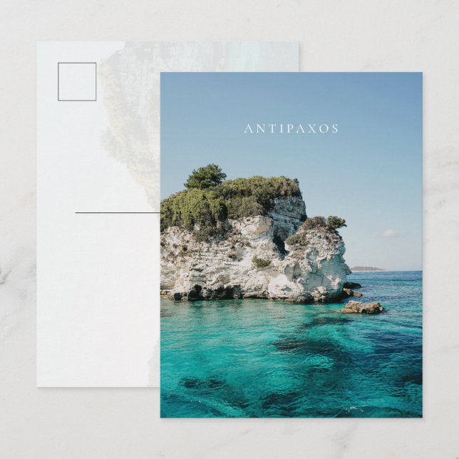 Postal Antipaxos coast, at Paralia Voutoumi, Greece (Anverso / Reverso)