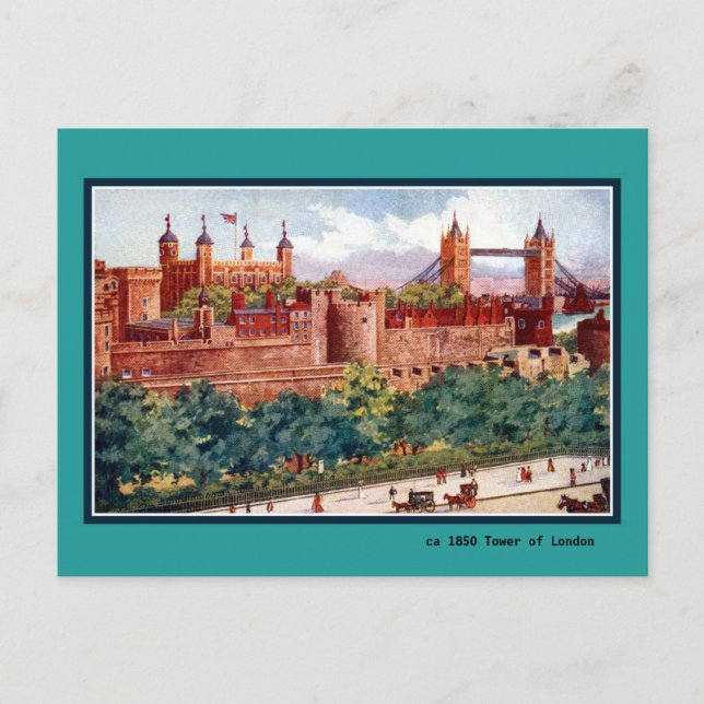 Postal Antique ca 1850 Tower of London art (Anverso)