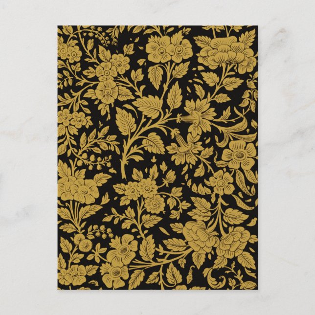 Postal Antique Gold Floral Indian Lac-work Black Pattern (Anverso)