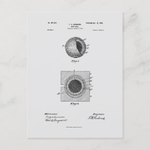 Postal Antique Golf Ball 1902, dibujo de patentes