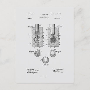 Postal Antique Golf Ball 1902, dibujo de patentes